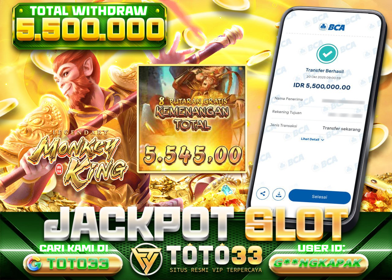 G**NGKAPAK JACKPOT MONKEY KING Rp 5.500.000 - LUNAS